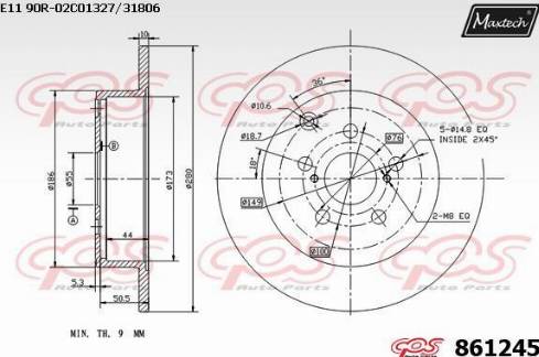 Maxtech 861245.0000 - Гальмівний диск autocars.com.ua