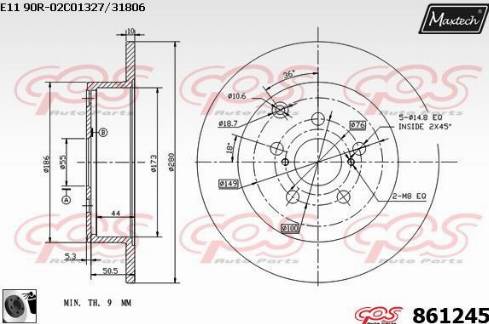 Maxtech 861245.0060 - Гальмівний диск autocars.com.ua