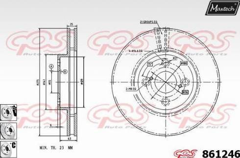 Maxtech 861246.6980 - Гальмівний диск autocars.com.ua