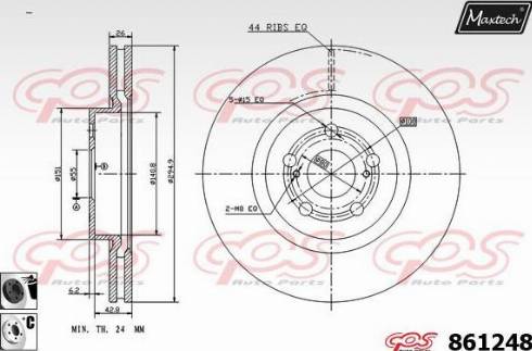 Maxtech 861248.6060 - Гальмівний диск autocars.com.ua