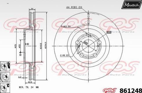 Maxtech 861248.6880 - Гальмівний диск autocars.com.ua