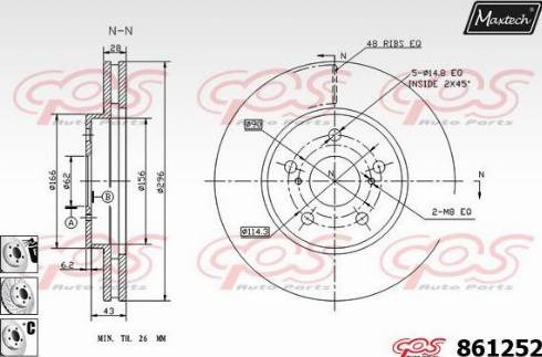 Maxtech 861252.6980 - Гальмівний диск autocars.com.ua