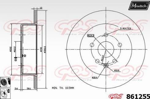 Maxtech 861255.6060 - Гальмівний диск autocars.com.ua