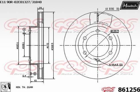 Maxtech 861256.0080 - Гальмівний диск autocars.com.ua