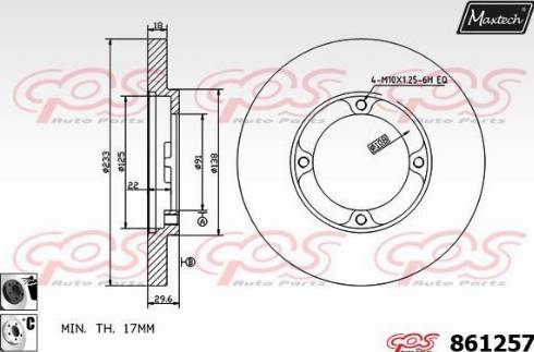 Maxtech 861257.6060 - Гальмівний диск autocars.com.ua