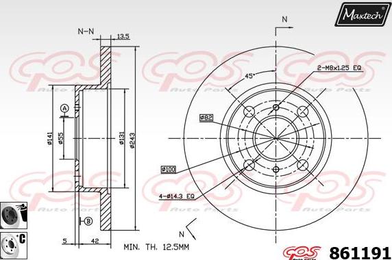 Maxtech 861259 - Гальмівний диск autocars.com.ua