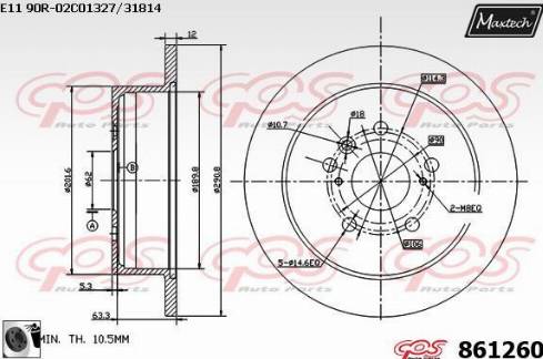 Maxtech 861260.0060 - Гальмівний диск autocars.com.ua