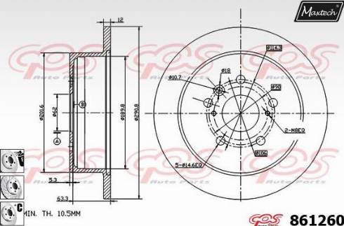 Maxtech 861260.6880 - Гальмівний диск autocars.com.ua