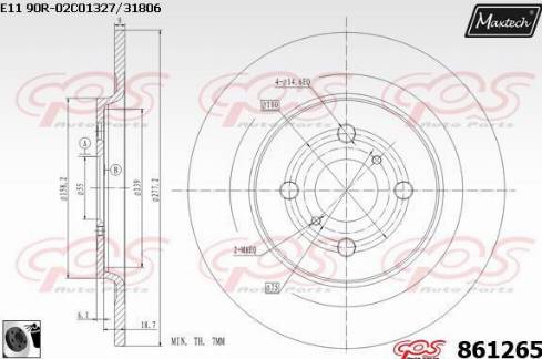 Maxtech 861265.0060 - Гальмівний диск autocars.com.ua