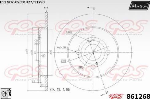 Maxtech 861268.0080 - Гальмівний диск autocars.com.ua