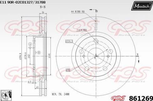 Maxtech 861269.0080 - Гальмівний диск autocars.com.ua