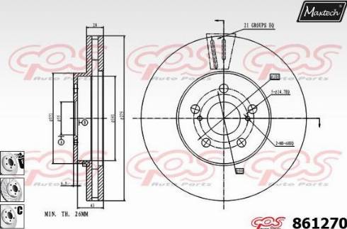 Maxtech 861270.6880 - Гальмівний диск autocars.com.ua