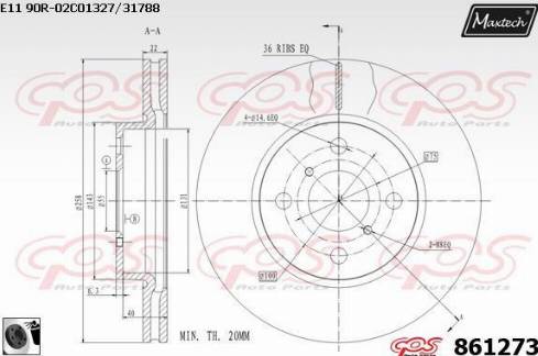 Maxtech 861273.0060 - Гальмівний диск autocars.com.ua