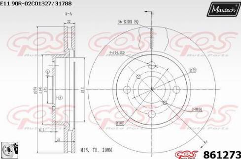 Maxtech 861273.0080 - Гальмівний диск autocars.com.ua