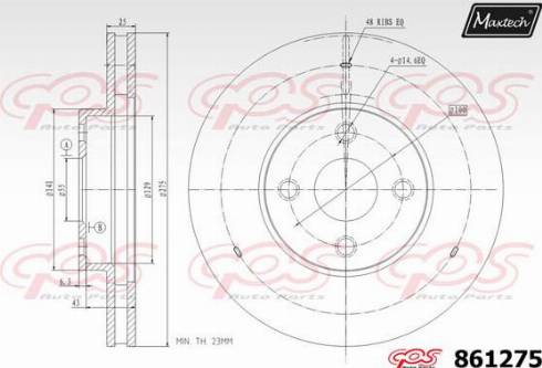 Maxtech 861275.0000 - Гальмівний диск autocars.com.ua