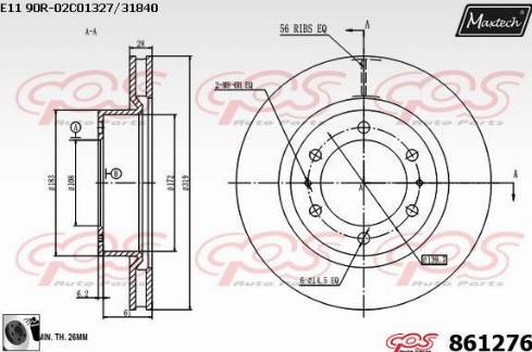 Maxtech 861276.0060 - Гальмівний диск autocars.com.ua