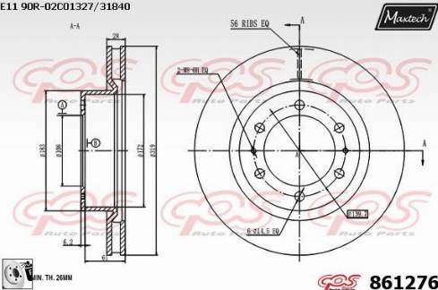 Maxtech 861276.0080 - Гальмівний диск autocars.com.ua