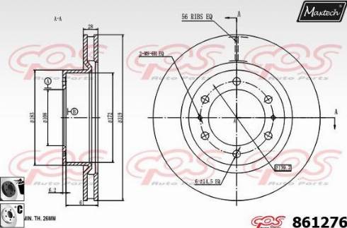 Maxtech 861276.6060 - Гальмівний диск autocars.com.ua