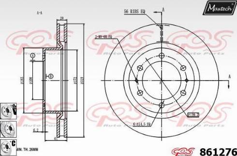 Maxtech 861276.6880 - Гальмівний диск autocars.com.ua