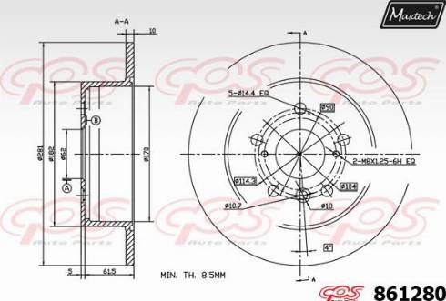 Maxtech 861280.0000 - Гальмівний диск autocars.com.ua