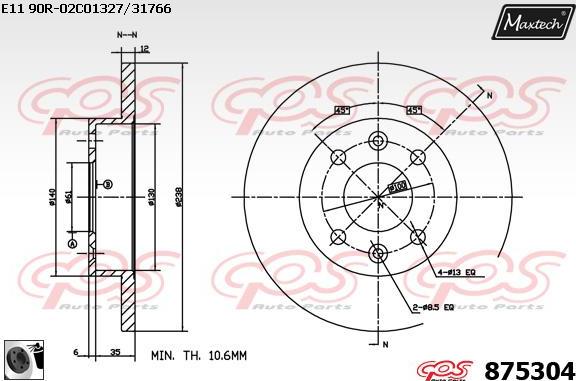 Maxtech 861280 - Гальмівний диск autocars.com.ua