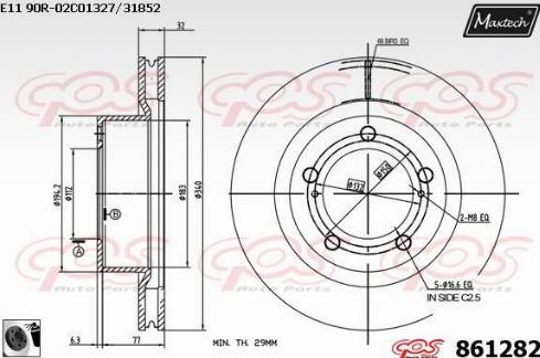 Maxtech 861282.0060 - Гальмівний диск autocars.com.ua