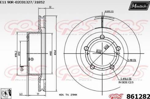 Maxtech 861282.0080 - Гальмівний диск autocars.com.ua