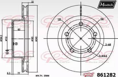 Maxtech 861282.6980 - Гальмівний диск autocars.com.ua