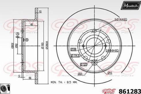 Maxtech 861283.0060 - Гальмівний диск autocars.com.ua