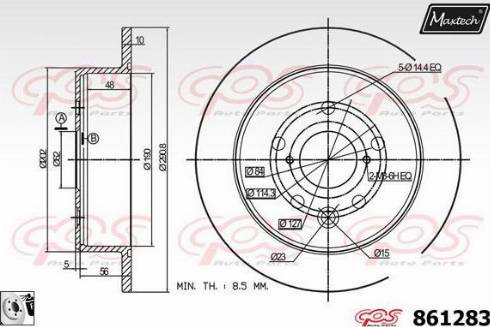 Maxtech 861283.0080 - Гальмівний диск autocars.com.ua