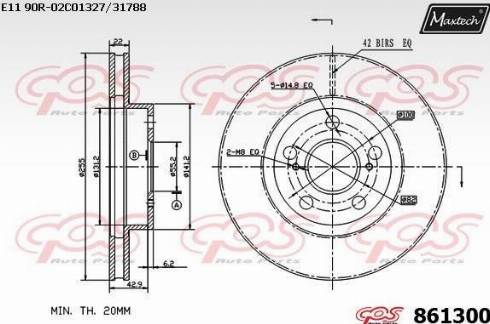 Maxtech 861300.0000 - Гальмівний диск autocars.com.ua