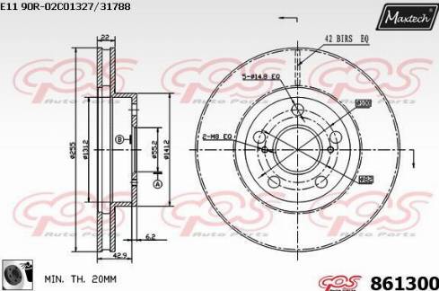 Maxtech 861300.0060 - Гальмівний диск autocars.com.ua