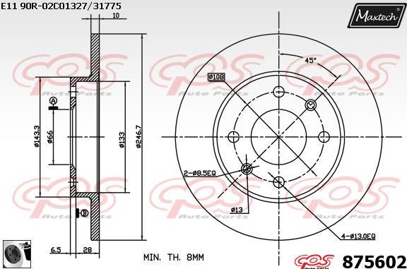 Maxtech 861300 - Гальмівний диск autocars.com.ua