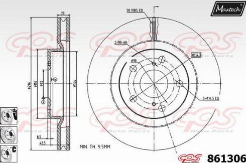 Maxtech 861306.6880 - Гальмівний диск autocars.com.ua