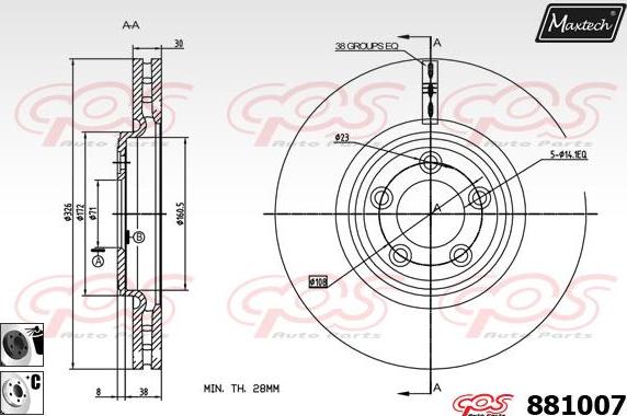 Maxtech 861306 - Гальмівний диск autocars.com.ua