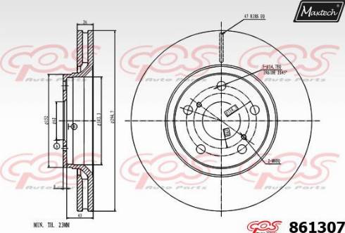 Maxtech 861307.0000 - Гальмівний диск autocars.com.ua