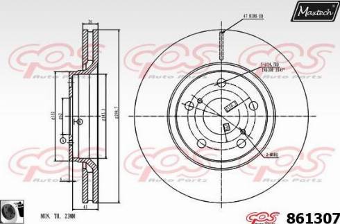 Maxtech 861307.0060 - Гальмівний диск autocars.com.ua