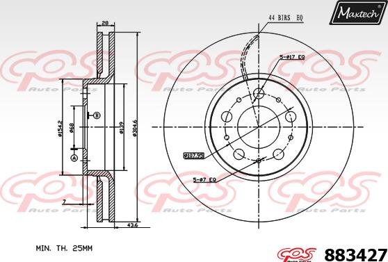 Maxtech 861307 - Гальмівний диск autocars.com.ua