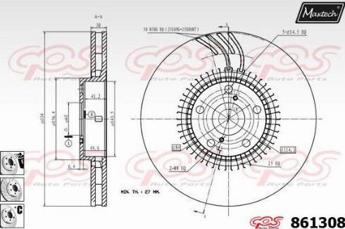 Maxtech 861308.6880 - Гальмівний диск autocars.com.ua