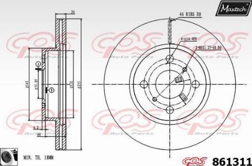 Maxtech 861311.0060 - Гальмівний диск autocars.com.ua