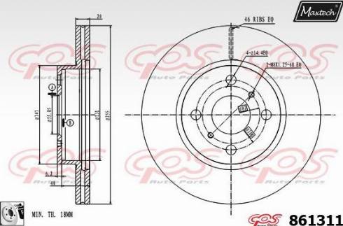 Maxtech 861311.0080 - Гальмівний диск autocars.com.ua