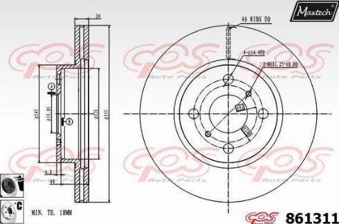 Maxtech 861311.6060 - Гальмівний диск autocars.com.ua