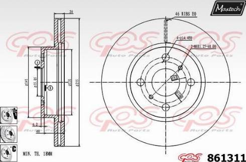 Maxtech 861311.6880 - Гальмівний диск autocars.com.ua