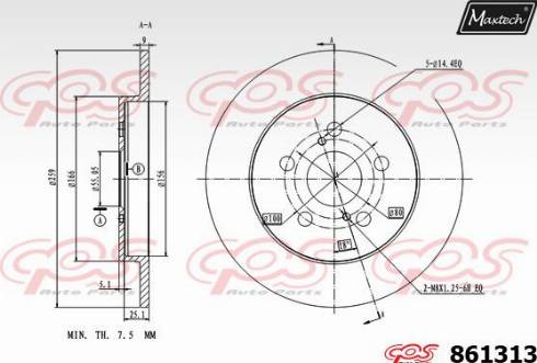 Maxtech 861313.0000 - Гальмівний диск autocars.com.ua