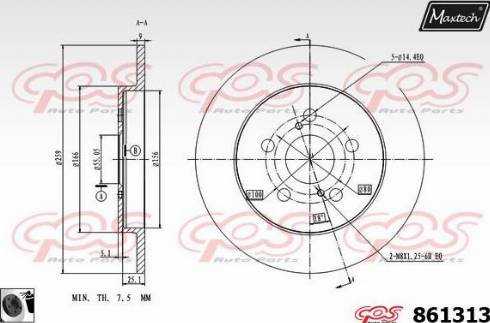 Maxtech 861313.0060 - Гальмівний диск autocars.com.ua