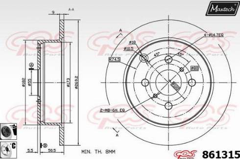 Maxtech 861315.6060 - Гальмівний диск autocars.com.ua