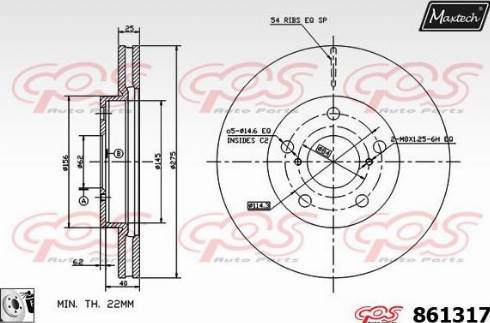 Maxtech 861317.0080 - Гальмівний диск autocars.com.ua