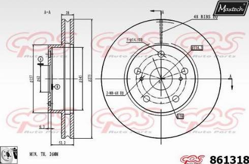 Maxtech 861318.0080 - Тормозной диск autodnr.net