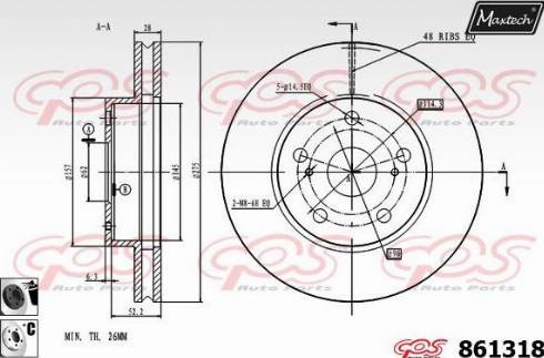 Maxtech 861318.6060 - Тормозной диск autodnr.net