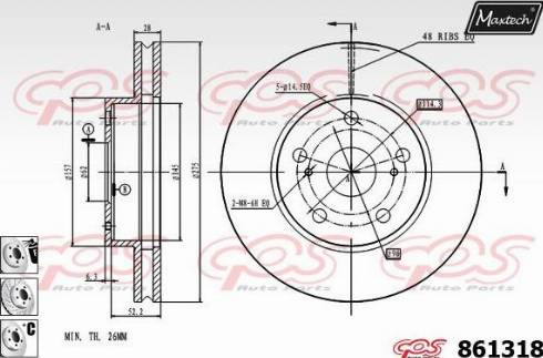 Maxtech 861318.6880 - Тормозной диск autodnr.net